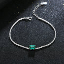 Sterling Silver Diamond Emerald Gemstone Bangle Charm Wedding Tennis Bracelet Fine Jewellery