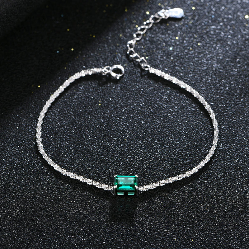Sterling Silver Diamond Emerald Gemstone Bangle Charm Wedding Tennis Bracelet Fine Jewellery