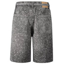 Gray denim shorts with a subtle pattern on a white background, Obroi