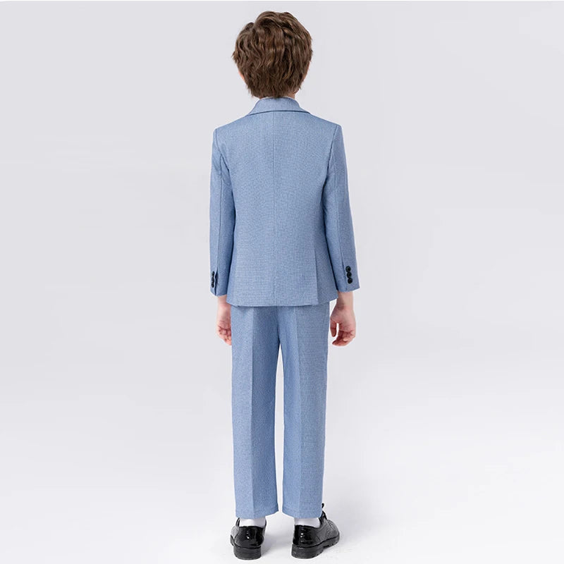 Child Spring Autumn Formal Suit Set Boy Piano Host Wedding Party Photography Costume Kids Blazer Vest Pants Bowtie