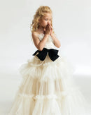 Flowers A-Line Girl Dresses Wedding Party Dress for Kids Sleeveless Pleat Bow Girls Prom Gowns Customized