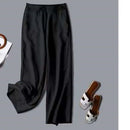 Women Cotton And Linen Wide Leg Pants Female Solid Fitting Straight Leg Trousers Ladies Leisure Flax Pantalons