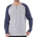 Men Henry Collar Casual Men's Cotton Blouse Shirt Men Neck Buttons Tshirts