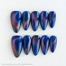 Set of blue and purple gradient nail tips on a white background, Obroi