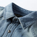 Denim Long Sleeve Shirt Men's Clothing Casual Social Men's Spring Clothes Collared Cardigan Vintage Shirts