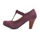 Women's T-Strap Round Toe Pumps, Elegant Dress Heels