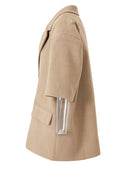 Women Khaki Shoulder Padded Casual Blazer Lapel Half Sleeve Jacket Tide Spring Autumn