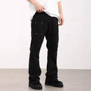 Spliced Straight Pants Men Solid Color Casual Streetwear Flared Pants Men Trousers