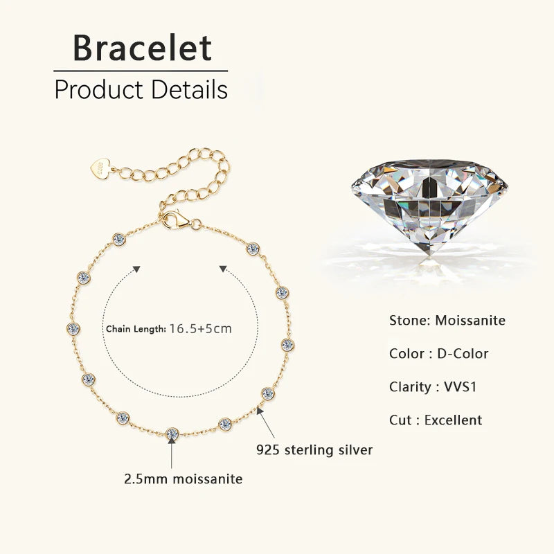 925 Sterling Silver Adjustable Bracelets Certified 2.5mm Bezel Cuff Bracelet For Women Hand Chain Jewelry Gift