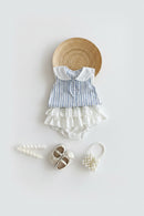 Summer Children Clothes Set Cute Striped Sleeveless Shirt White Shorts 2Pcs Toddler Suit Adorable Sets