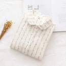Double-layer Cotton Yarn Shirts Women Autumn Floral Loose Casual Soft Blouse Tops