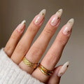 Red Retro Almond Shape False Nails Detachable Finished Fake Nails Press on Nails