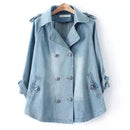 Denim Cape Coat Female Jacket Double Breasted Jackets Women Denim Basic Coats