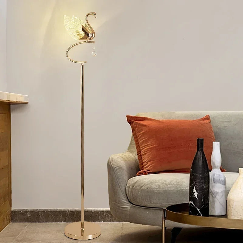 DORIAN Contemporary Swan Table Lamp LED Creative Golden Desk Light Decor For Home Bedroom
