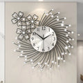 Decorative wall clock with floral design on a light wall, Obroi