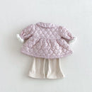 Winter Girls Floral Padded Coat Collar Fleece-Lined Jacket | Cute Warm Outwear