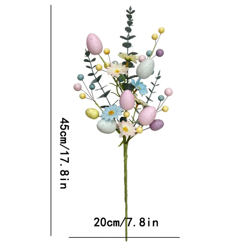 Easter Decoration Artificial Egg Tulip Flower Branch Daisy Flower DIY Bouquets for Easter Party Home Table Decors