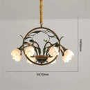 Nordic Decoration Chandelier Floral Wedding Pastoral Green Leaf Flower Glass Led Pendent Lamp
