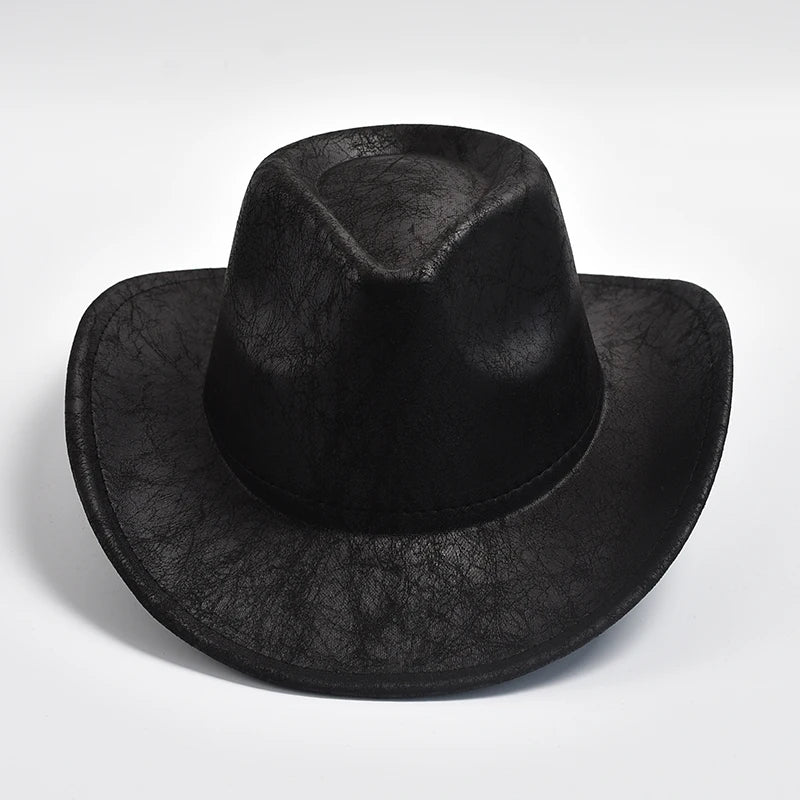 Hat Faux Leather Gentleman Jazz Hats for Men Women Panama Hat