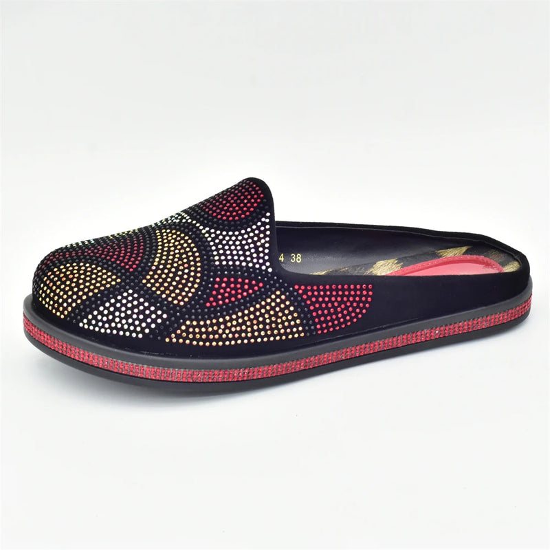 Women Mules Half Closed Slippers for Lady Female Shoe Sparkly Woman Shoe