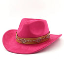 Classical Suede Brim Western Cowboy Fedora Hat For Women Men Church Jazz Hats Travel Hat