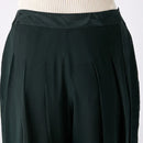 Silk Georgette Dark Green Natural Waist Stitching Jacquard Asymmetric Design Double-layer Silk Straight Pants