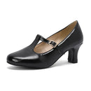 Women T-strap Pumps Round Toe High Heels 6cm Office Ladies Shoes Spring