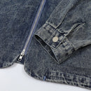 Vintage Cargo Denim Jacket Multi Zip-up Blue Jeans Jacket Men Oversized Hip Hop Streetwear Jacket