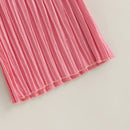 Kids Girls Clothes Suits Solid Color Ruffles Sleeveless Sling Tank Tops and Elastic Waist Pleated Wide-Leg Pants 2Pcs Set