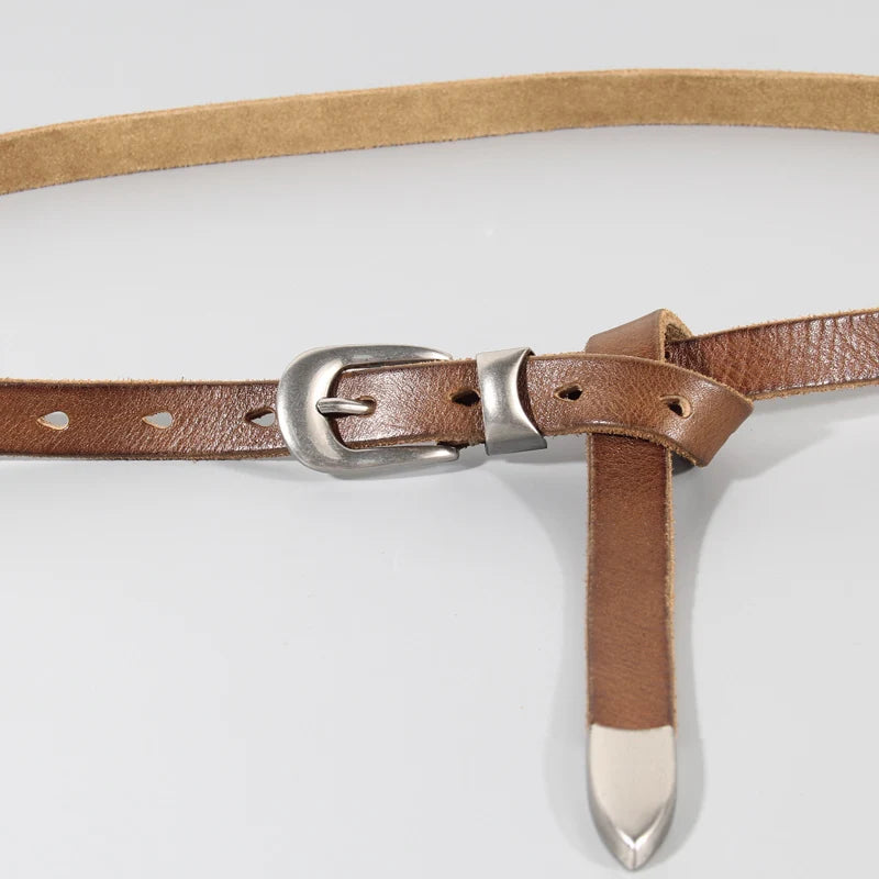 Extended Thin Section Ladies Belt Skirt Belt Narrow Soft Genuine Leather Women Jeans Belt