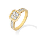 Gold ring with diamonds on a white background, branded 'Obroi'.
