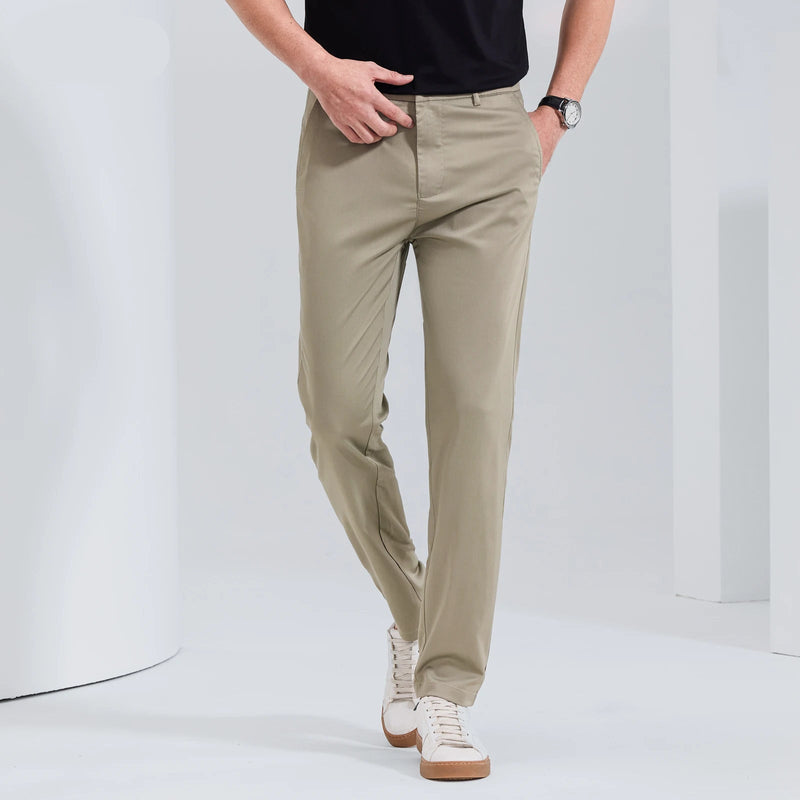 Spring Summer Men's Solid Trousers Men Loose Straight Casual Pants