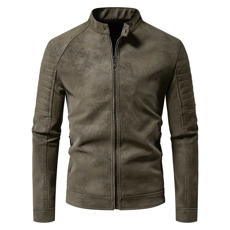 Autumn Winter Breathable Solid Windproof Men Coat Retro Leather Jacket Outdoors