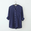 Blouse Women Summer High Collar Shirt