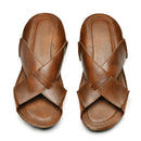 Leather Slippers Open-toe Sandal Man Flat Slides Beach Summer Shoes