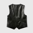 Genuine Leather Waistcoat Fall Winter Retro Single Breasted Vest Jacket For Women