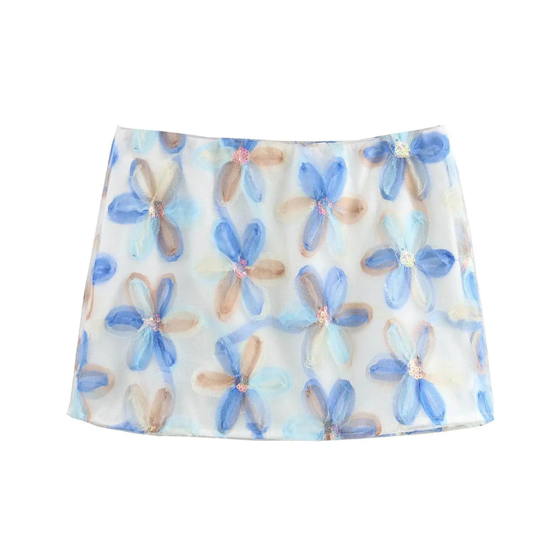 EOTVOTEE Simple Fashion A Line Skirts Women's Flower Zipper Mini Skirts Summer 2025 Temperament Streetwear Elegant Women Skirt
