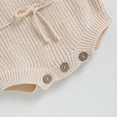 Newborn Baby Girl Boy Fall Sweater Romper Casual Sleeveless Square Neck Solid Color Knit Bodysuit Jumpsuit Infant Outfit