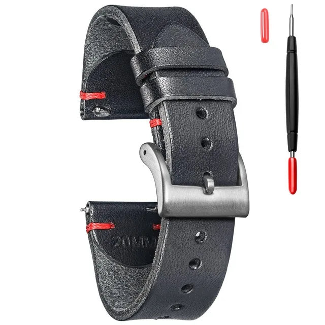 Leather Watch Bands for Men Handmade Watch Strap Quick Release Replacement Wrap of 18mm 20mm 22mm