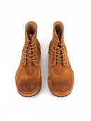 Handmade Mens Retro Real Suede Leather Mid Heel Shoes Work Lace Up Thick Platform Wear Resistant Boots