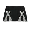 Patchwork Diamonds Skirts For Women High Waist Spliced Slimming Split Skirt Female