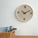 Extremely simple Nordic wall clock creative solid wood fabric base clock