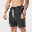 Corduroy Threaded Shorts Training Fitness Oversized Trousers Summer Hip Hop Bottoms Men Short Pants