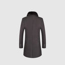 Wool Men Trench Overcoats Male Woolen Blends Outerwear Rabbit Fur Collar Long Winter Plus