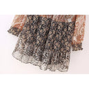 Autumn Women Patchwork Short Dress Vintage Long Sleeve Round Neck Female Casual Dresses