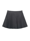 Summer Mini Skirts Woman Trendy Dark High Waist Folds Decorate Side Zipper Short Skirts Female Pleated Skirt