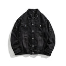 Denim Jacket Men Women Lapel Blue Denim Coat Autumn Youth Windproof Loose Jacket