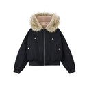 Winter Men Tide Dark Short Fur Collar Hooded Cotton Jacket Chic Casual Elegant Warm Coat