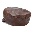 Brown Military Captains Hat Genuine Leather Newsboy Cap Flat Autumn Winter Luxury Designer Sailor Caps