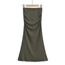 Basic Long Skirt Women Trumpet Vintage Elegant Bodycon Skirts High Waisted Casual Clothing